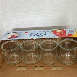 Glass Oui Yogurt Jars Set, good for decorations art and crafts and more.